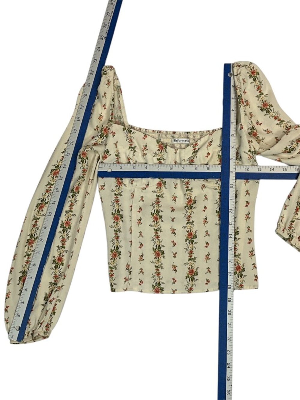 Reformation Floral Reign Top Blouse 6 Cream Romantic DEFECT - Picture 8 of 16